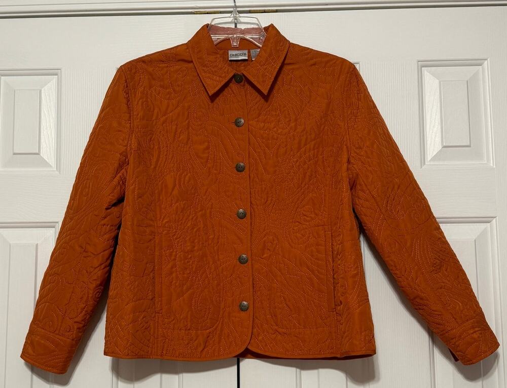 Vintage Chico's Quilted Patterned Button Up Jacket, Size 2